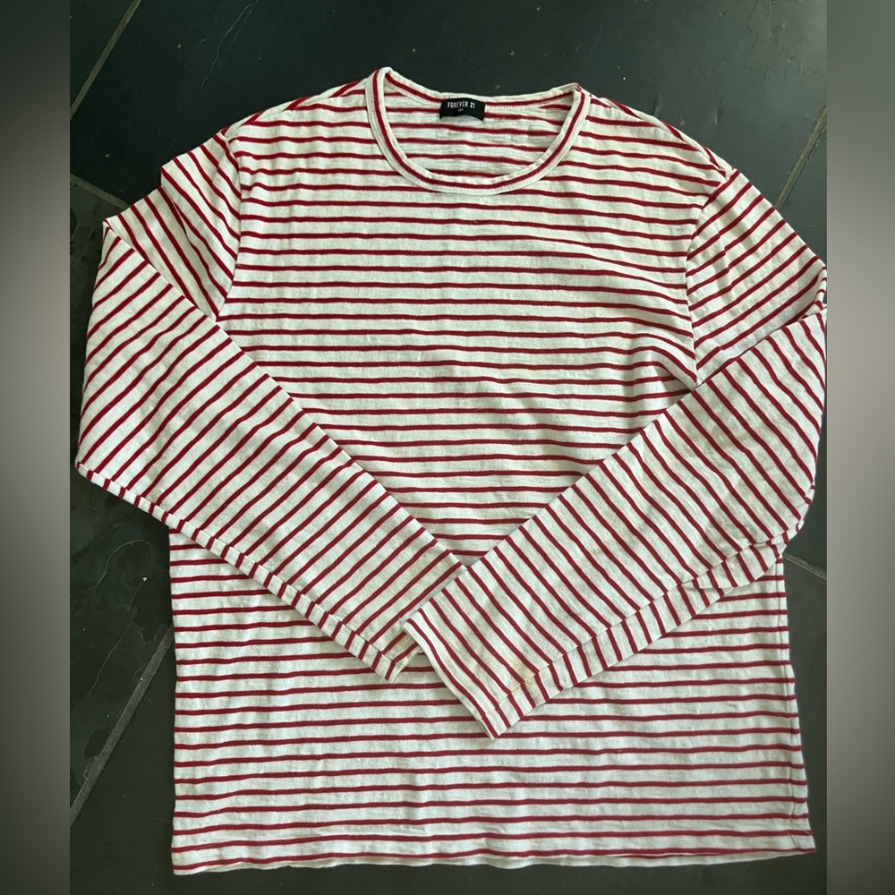 Forever 21 Men’s Approximately Size Large Shirt with Red Stripes